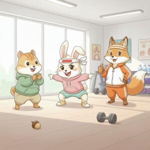 モモがスクワットを頑張っている！