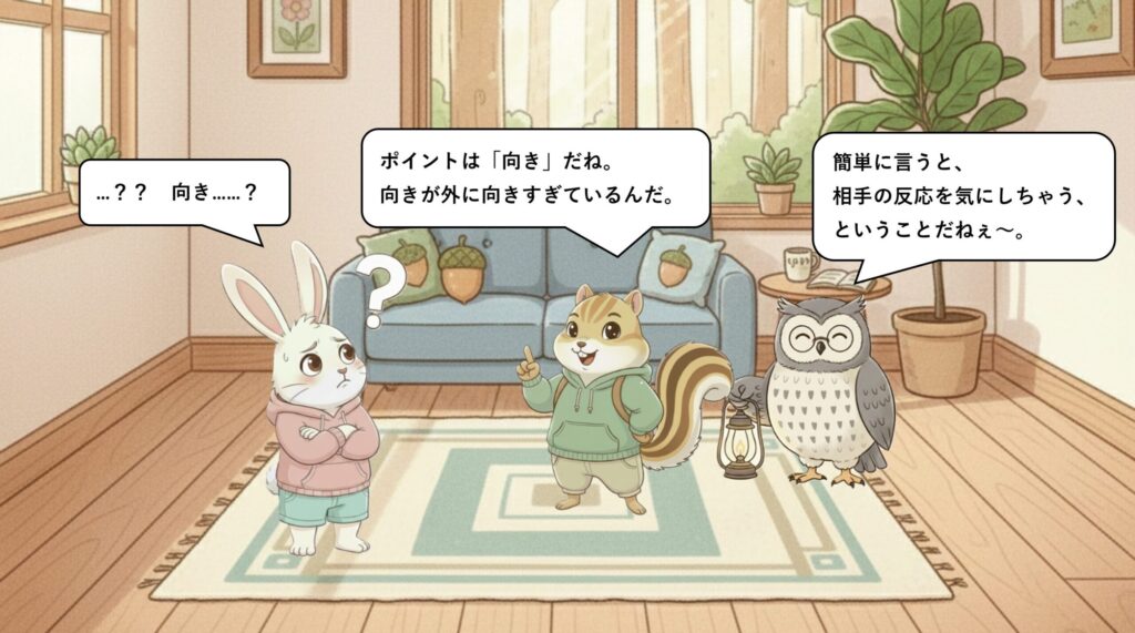 苦しくなるのは、「向き」が外に向きすぎているとき