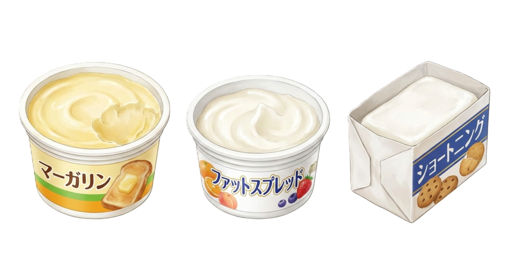 マーガリン、ファットスプレッド、ショートニング