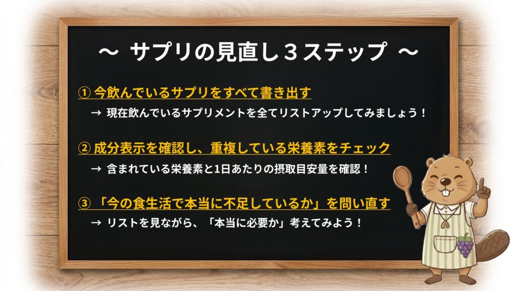 今日からできる！サプリの見直し3ステップ